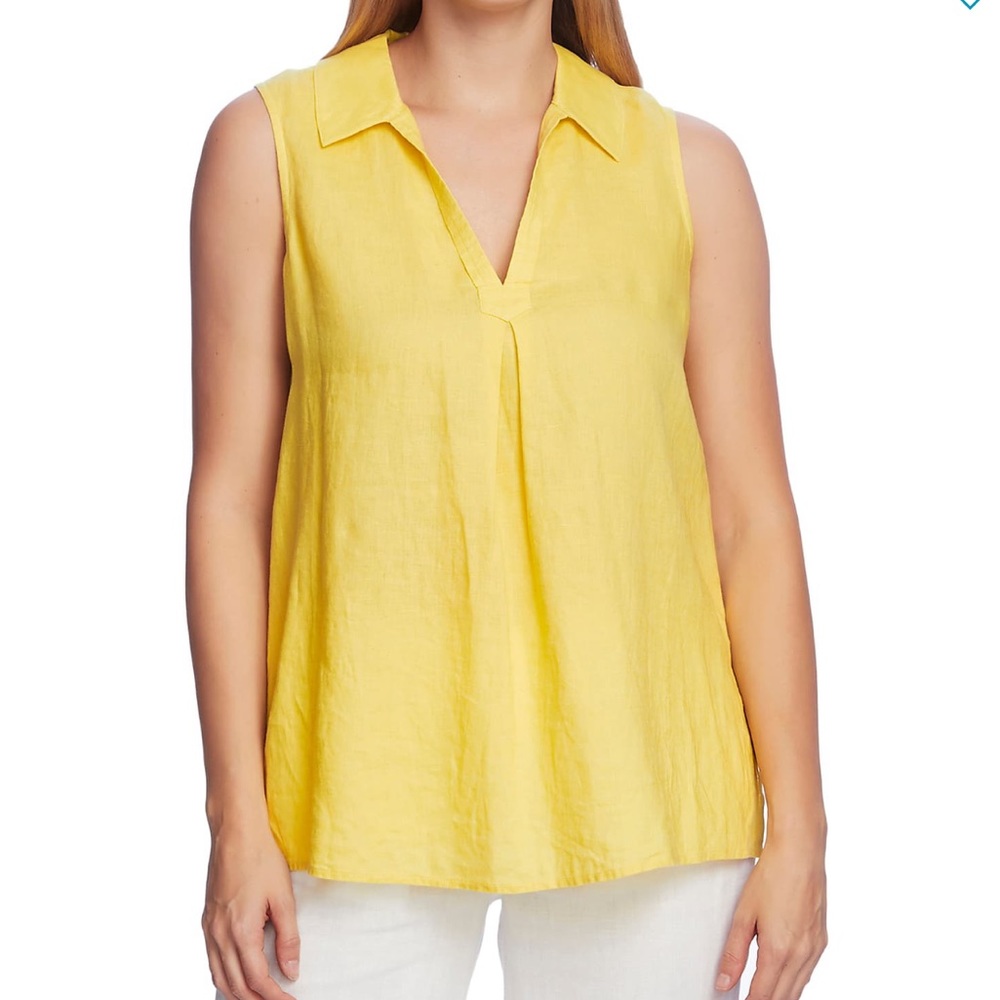 New Vince Camuto Sleeveless Split Neck Linen Tunic